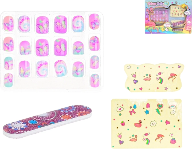Set de uñas infantiles adhesivas con pegatinas y lima