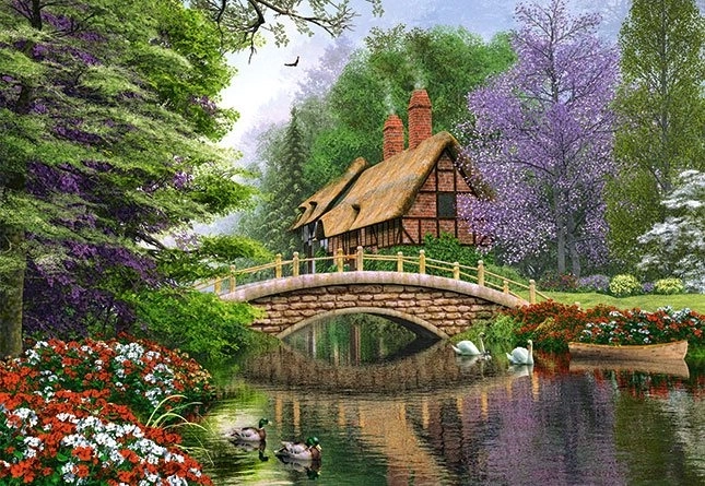 Puzzle Casita junto al río 1000 piezas CASTORLAND