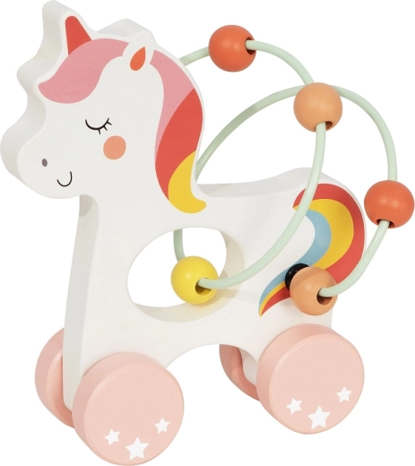 Unicornio con laberinto de cuentas con ruedas