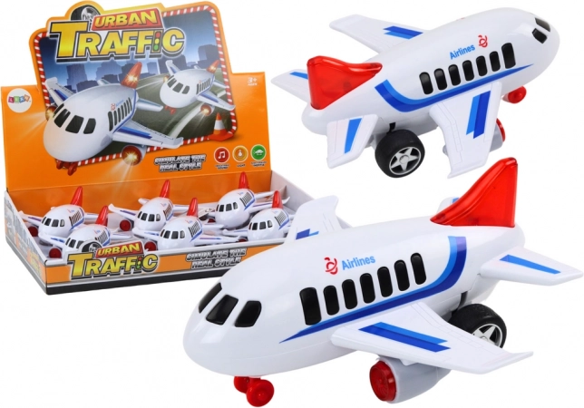 avión de pasajeros con luces, sonidos y mecanismo de retroceso (pull-back) – blanco