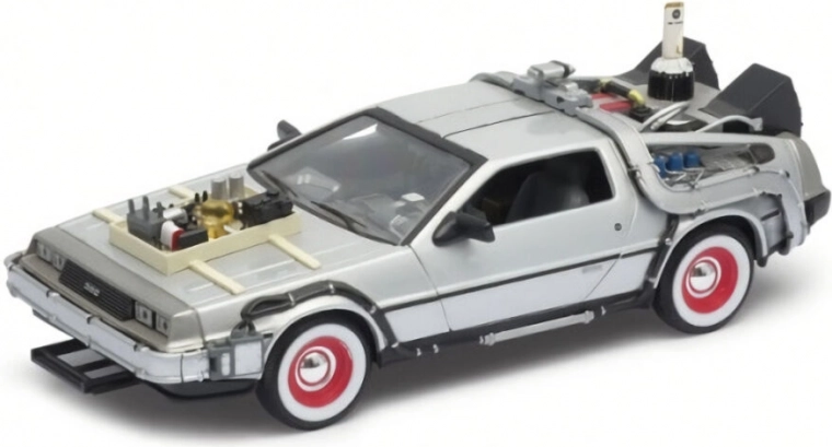 Modelo metálico del coche DeLorean de la película Regreso al futuro III a escala 1:24