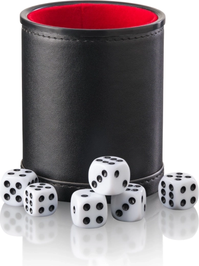Dados de juego – set con cubilete y 6 dados