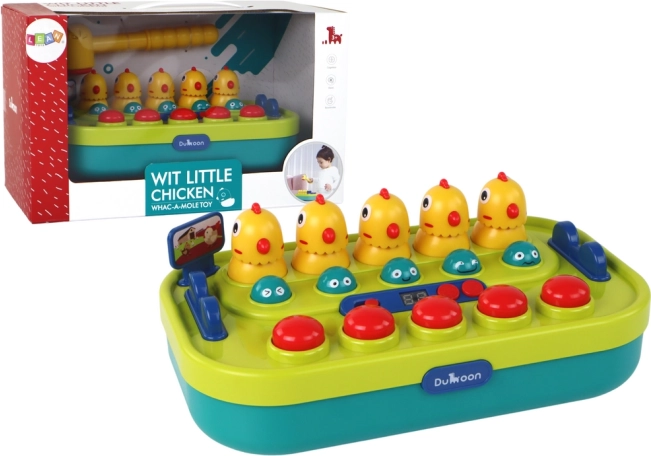 Juego de habilidad Whac‑a‑Mole de pollitos con luces y sonidos a pilas