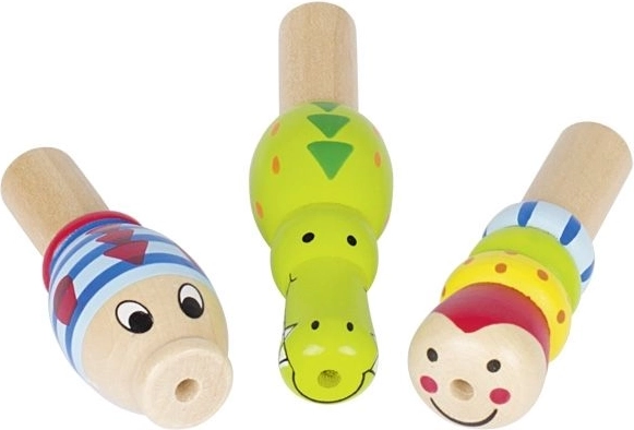 Silbato de madera con forma de animal: mix de motivos