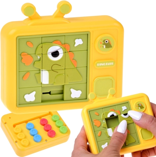 Rompecabezas sensorial de doble cara dinosaurio: puzzle deslizante y laberinto de colores - 1 pieza