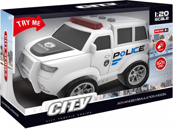 Coche de policía de fricción con efectos de luz y sonido, blanco 22,5 cm