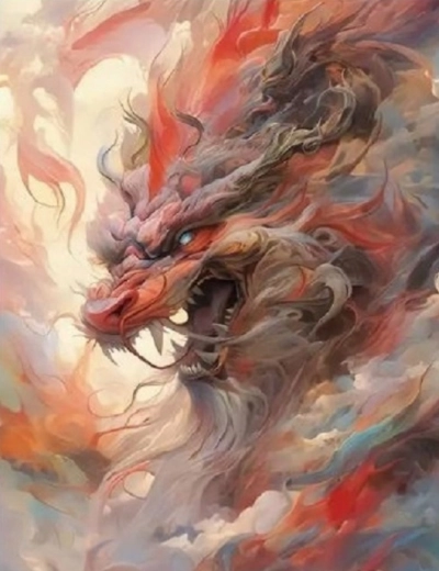 Pintura con diamantes Dragón rojo 30 × 40 cm