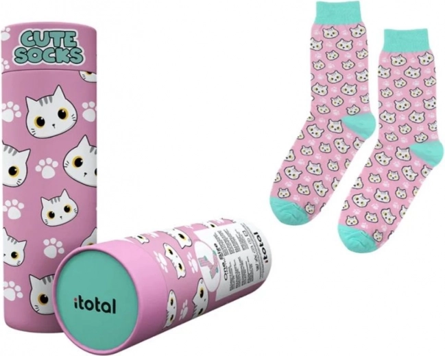 Calcetines de algodón rosas con gatito