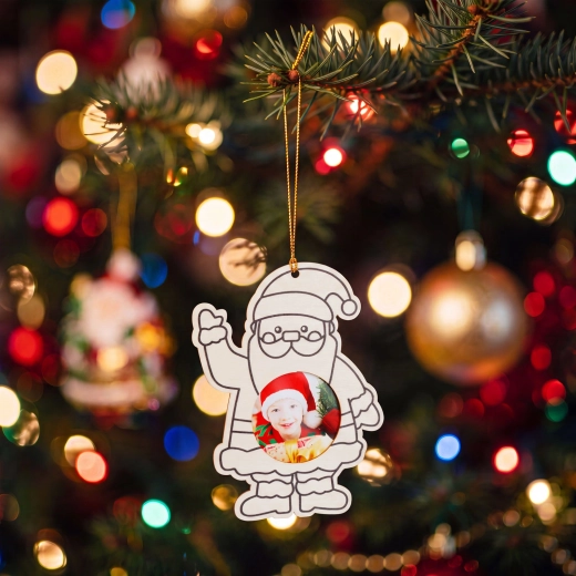 Marco de fotos navideño de madera para pintar con Papá Noel, para colgar