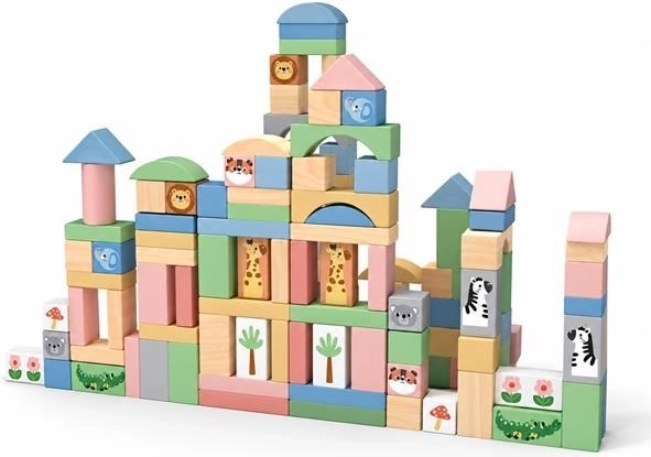 Bloques de madera Safari Montessori 120 piezas Baby Mix