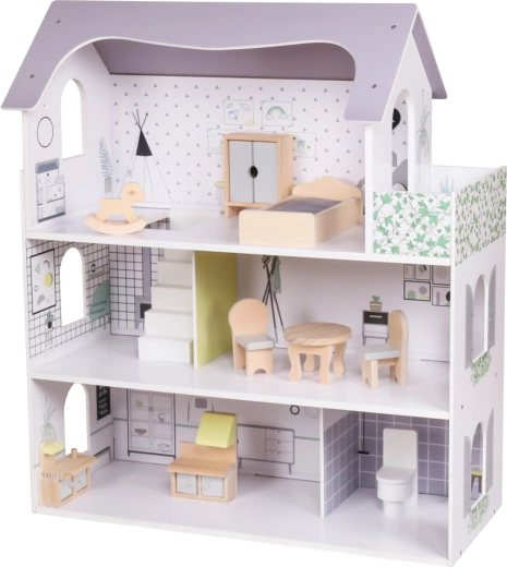 Casita de madera para muñecas rose montessori baby mix