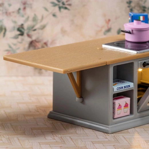 Isla de cocina con encimera abatible