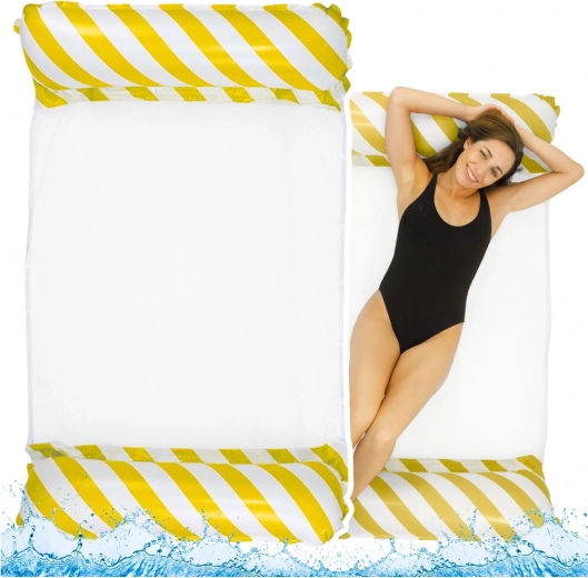 Hamaca de agua inflable con red blanco-amarilla 120x70 cm