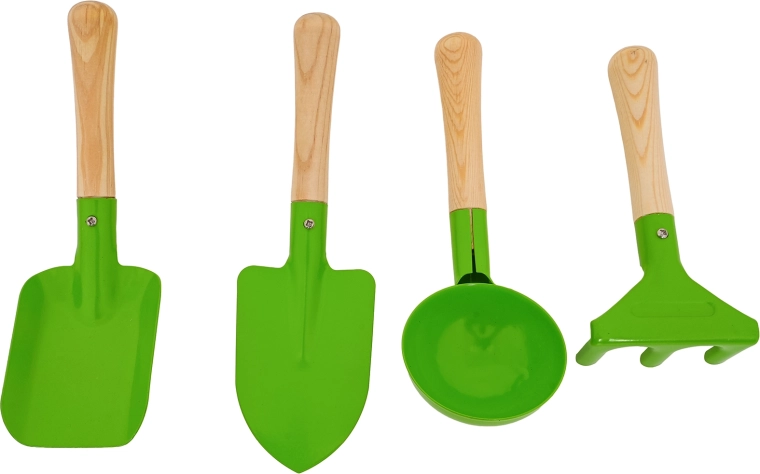 Herramientas de metal resistentes con mangos de madera