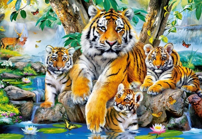 Puzzle de 1000 piezas - Tigres junto al arroyo