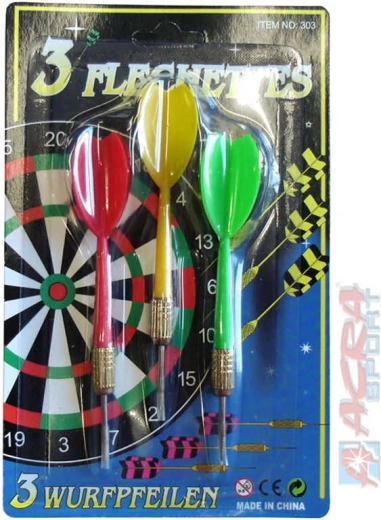 Dardos de acero de colores ACRA con punta metálica - set de 3 uds.