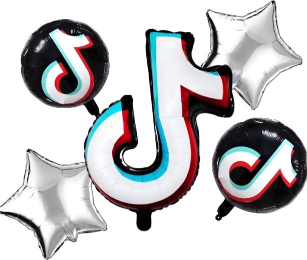 Set de globos TikTok – nota musical y estrellas, 5 uds