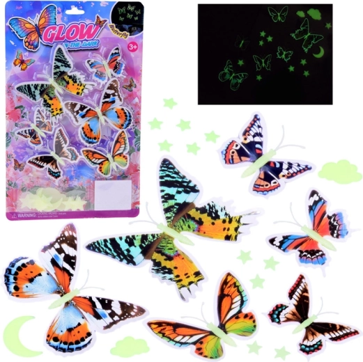 Pegatinas fluorescentes de mariposas y estrellas luminosas para pared
