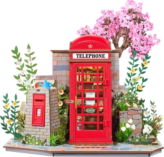 RoboTime Rolife rompecabezas 3D – sujetalibros Cabina telefónica con libros y flores