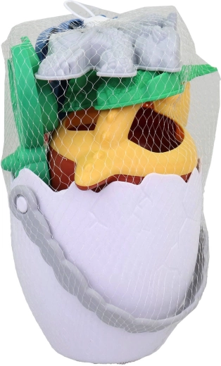 Set de dinosaurios para arena con cubo con forma de huevo y herramientas - 1 set