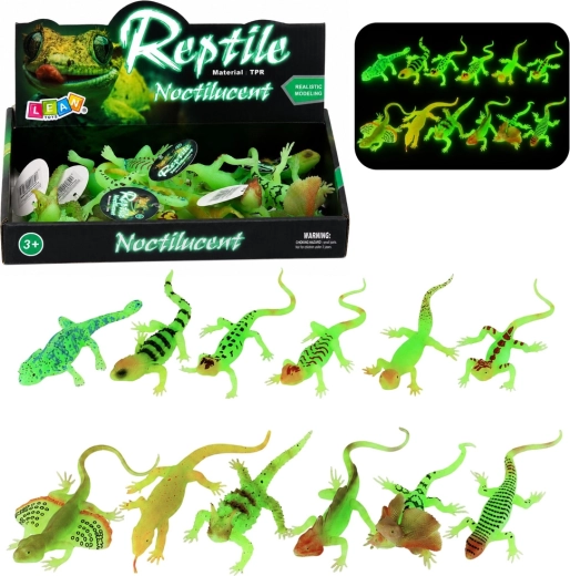 Figura fluorescente de goma de lagarto que brilla en la oscuridad 15 cm