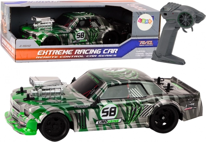Coche RC 1:16 con 2,4G, ruedas de goma para drift – verde