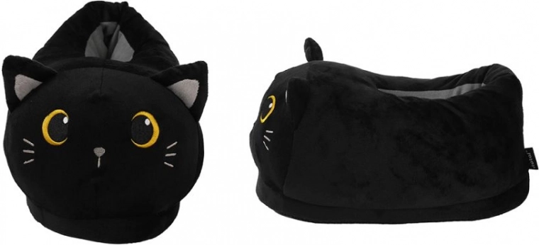 Zapatillas de felpa de gatos negros