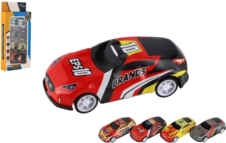 Set de mini coches de carreras de marcha libre, 4 uds.
