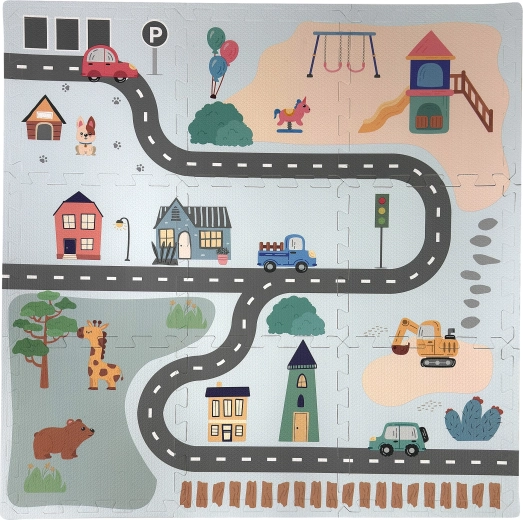 Alfombrilla educativa de puzzle de espuma Humbi para el suelo, ciudad, 9 piezas