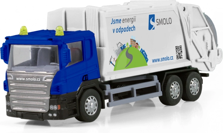 Camión de basura con cabina metálica y caja de plástico SMOLO 15 cm
