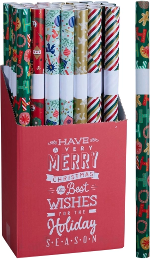Papel de regalo navideño 0,7 × 7 m, mix de decoraciones - 1 unidad