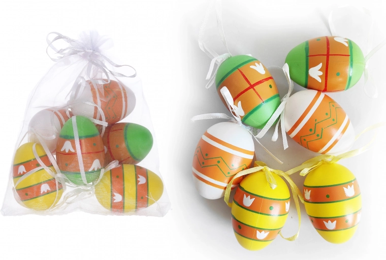 Huevos decorativos de plástico pintados 6 cm