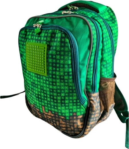 Mochila escolar junior Pixie Crew verde Mine&Craft 100 píxeles