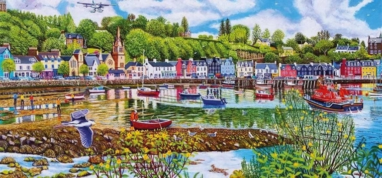 Puzzle panorámico Marea baja y marea alta en TOBERMORY 636 piezas GIBSONS