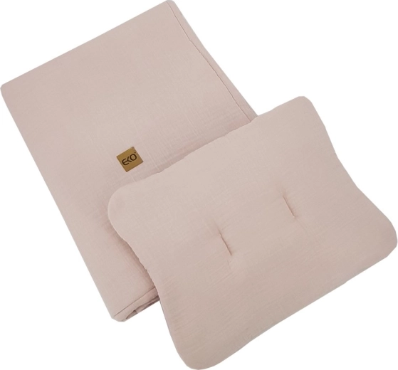 Juego de muselina EKO para cuna, 2 piezas, powder pink, 30 × 40 cm y 75 × 100 cm