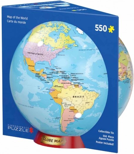 Puzzle Mapa del mundo de 550 piezas en caja metálica