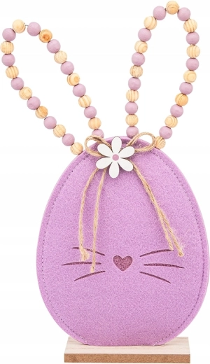 Figura decorativa de conejo de fieltro con cuentas moradas, 32 cm