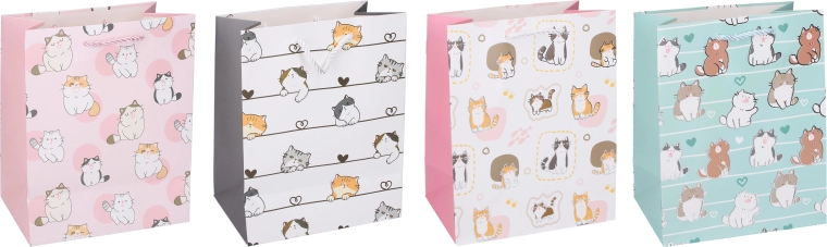 Bolsa de regalo de papel L con motivo de gatitos 30 × 41,5 × 12 cm