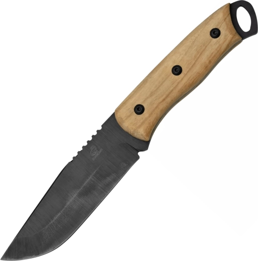 Cuchillo bushcraft BeaverCraft BSH4 con hoja azulada y mango de nogal, funda de cuero