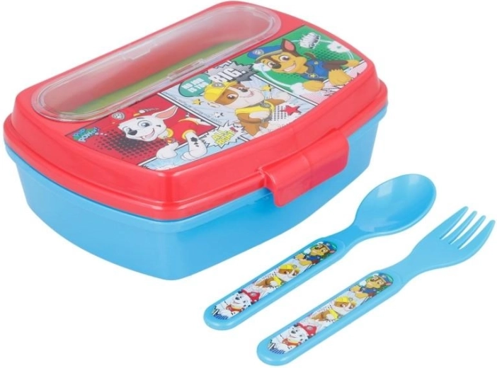 Caja para la merienda con cubiertos Patrulla Canina