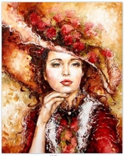 Pintura por números Mujer con sombrero 40 × 50 cm