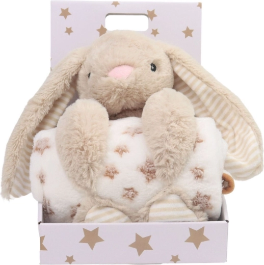 Manta polar Carlo baby con conejito de peluche Bunny beige - 1 pieza