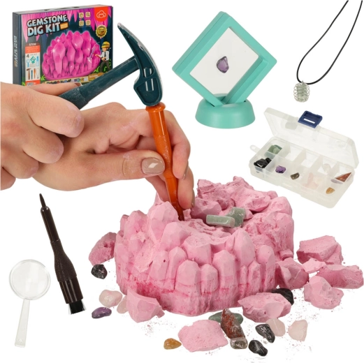 Excavación de gemas: kit científico infantil con minerales