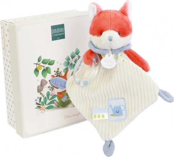 Set de regalo Zorrito de peluche Romarin con sonajero