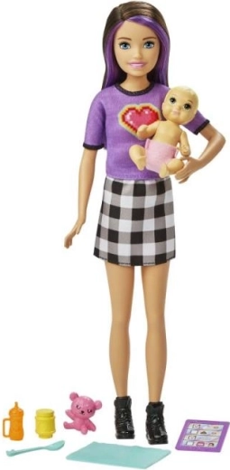 Barbie niñera con bebé y accesorios