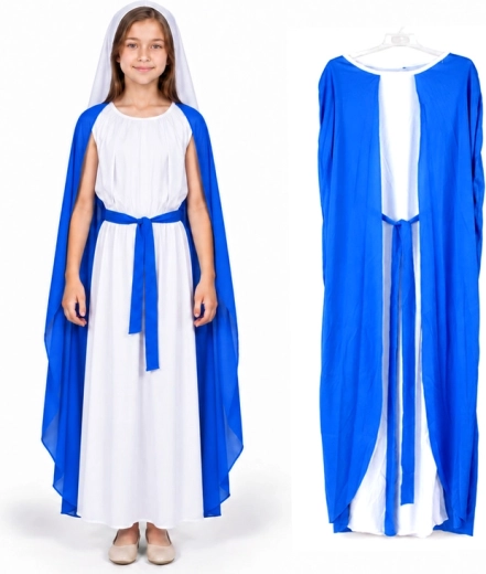 Disfraz infantil de la Virgen María para belén viviente, 110 cm