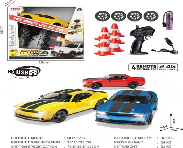 Coche RC azul SPEED para drift con accesorios