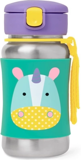 Botella de acero inoxidable Skip Hop Zoo con pajita Unicornio