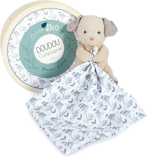 Set de regalo - Perrito de peluche con mantita de algodón orgánico