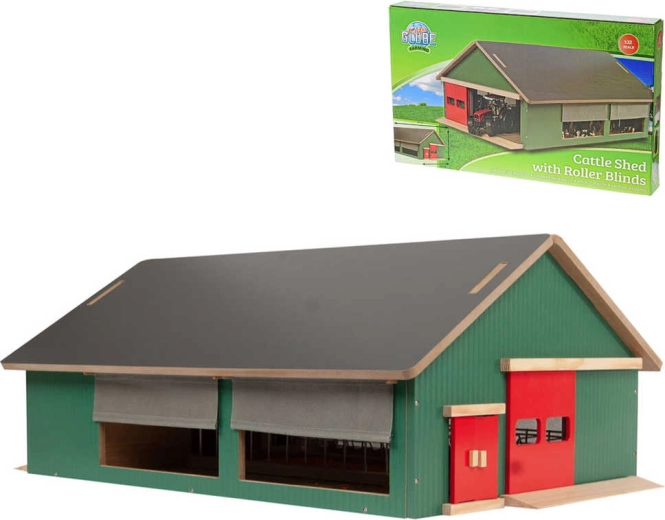 Establo de madera Kids Globe para caballos 1:32 con techo abatible